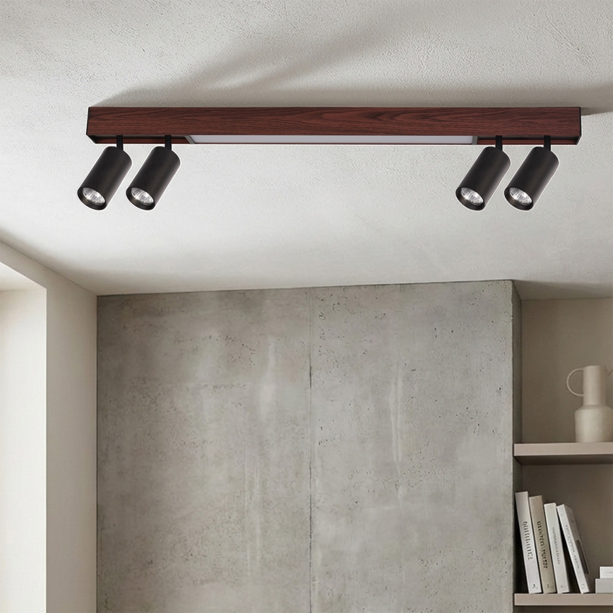 BRILAGI - oprawa punktowa LED SELE 4xGU10/30W/230V + LED/20W czarna/dekor dębu