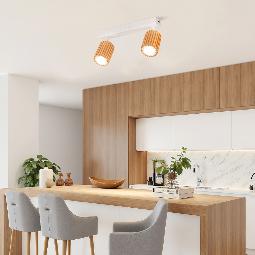 Brilagi - Oprawa punktowa MODERN WOOD 2xGU10/8W/230V drewno/biała