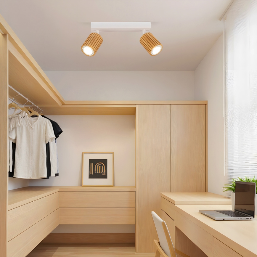 Brilagi - Oprawa punktowa MODERN WOOD 2xGU10/8W/230V drewno/biała