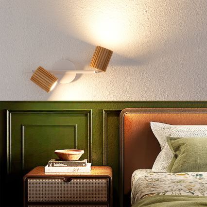Brilagi - Oprawa punktowa MODERN WOOD 2xGU10/8W/230V drewno/biały