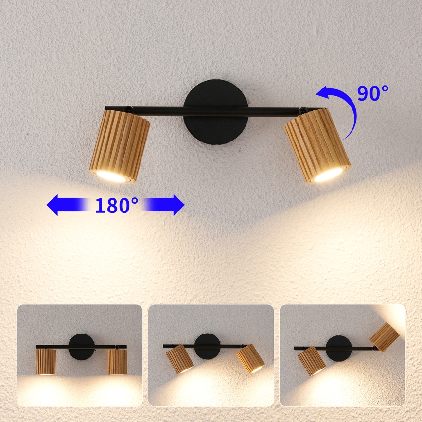 Brilagi - Oprawa punktowa MODERN WOOD 2xGU10/8W/230V drewno/czarny