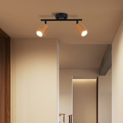 Brilagi - Oprawa punktowa MODERN WOOD 2xGU10/8W/230V drewno/czarny
