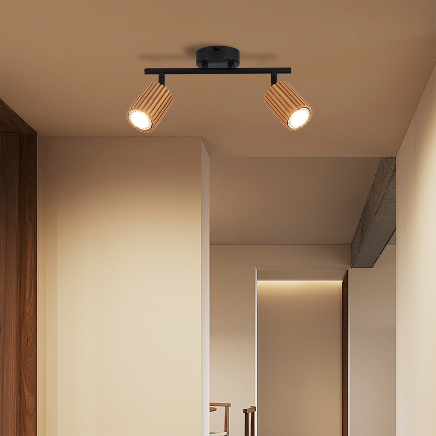 Brilagi - Oprawa punktowa MODERN WOOD 2xGU10/8W/230V drewno/czarny