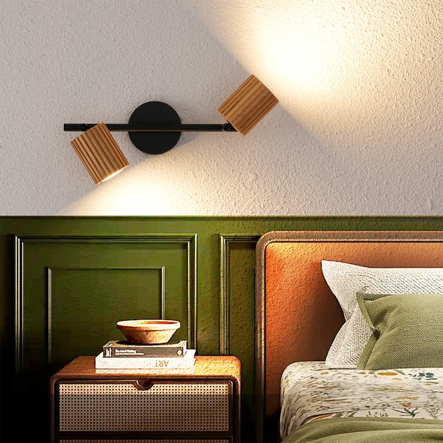 Brilagi - Oprawa punktowa MODERN WOOD 2xGU10/8W/230V drewno/czarny