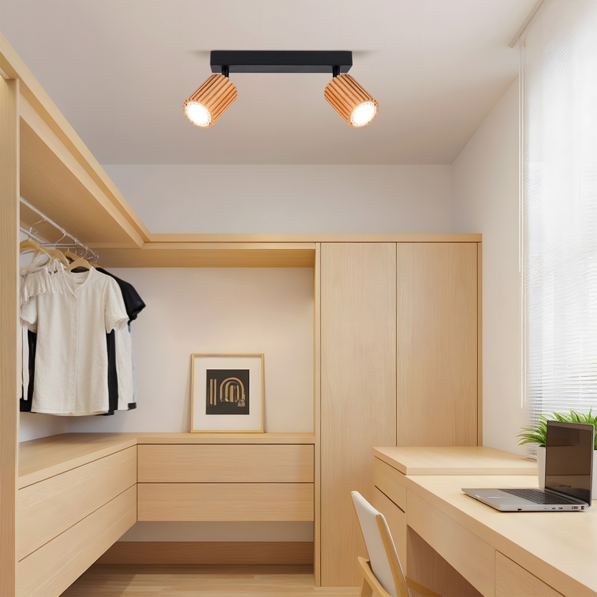 Brilagi - Oprawa punktowa MODERN WOOD 2xGU10/8W/230V drewno kauczukowe/czarne