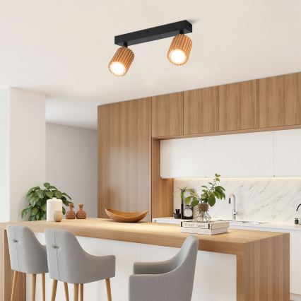 Brilagi - Oprawa punktowa MODERN WOOD 2xGU10/8W/230V drewno kauczukowe/czarne