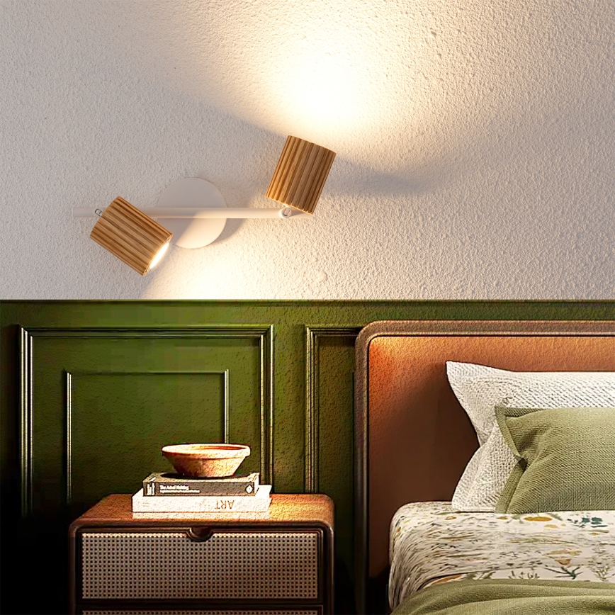 Brilagi - Oprawa punktowa MODERN WOOD 2xGU10/8W/230V z drewna kauczukowego/biała