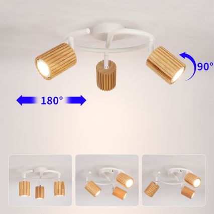 Brilagi - Oprawa punktowa MODERN WOOD 3xGU10/8W/230V drewno/biała