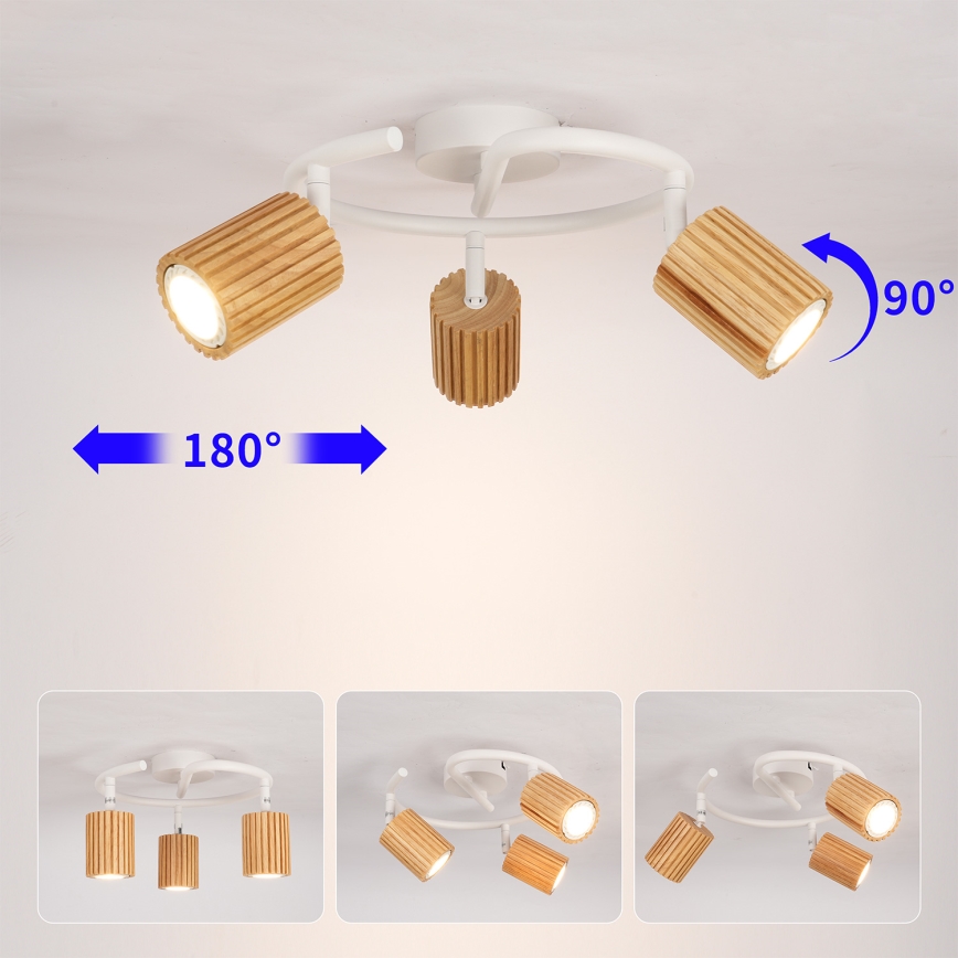 Brilagi - Oprawa punktowa MODERN WOOD 3xGU10/8W/230V drewno/biała