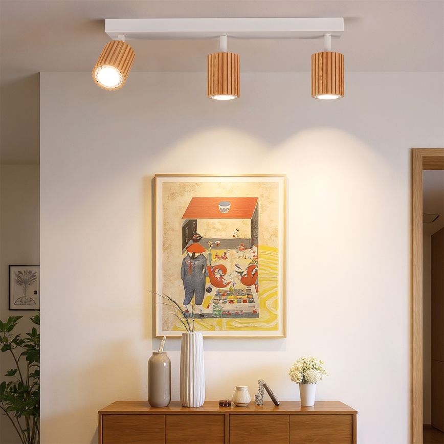 Brilagi - Oprawa punktowa MODERN WOOD 3xGU10/8W/230V drewno/biała