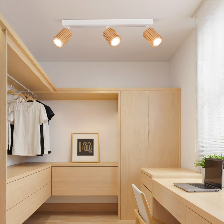 Brilagi - Oprawa punktowa MODERN WOOD 3xGU10/8W/230V drewno/biała