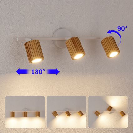 Brilagi - Oprawa punktowa MODERN WOOD 3xGU10/8W/230V drewno/biały