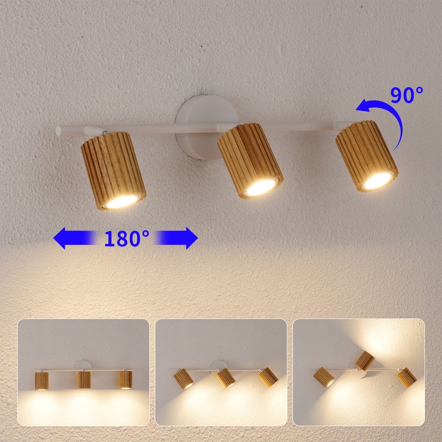 Brilagi - Oprawa punktowa MODERN WOOD 3xGU10/8W/230V drewno/biały