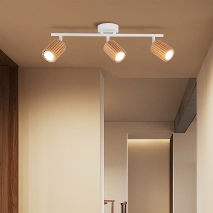 Brilagi - Oprawa punktowa MODERN WOOD 3xGU10/8W/230V drewno/biały