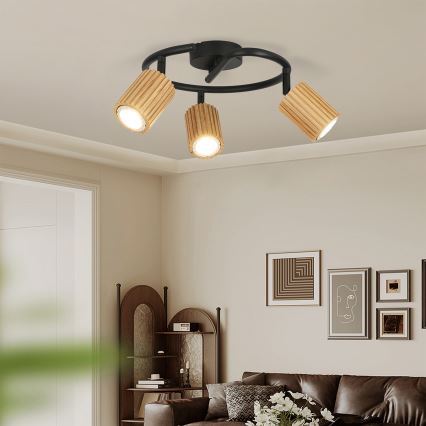 Brilagi - Oprawa punktowa MODERN WOOD 3xGU10/8W/230V drewno/czarny