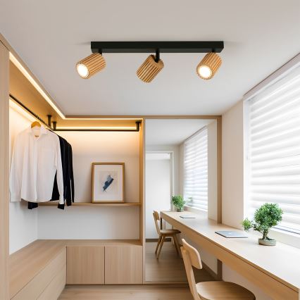 Brilagi - Oprawa punktowa MODERN WOOD 3xGU10/8W/230V drewno/czarny