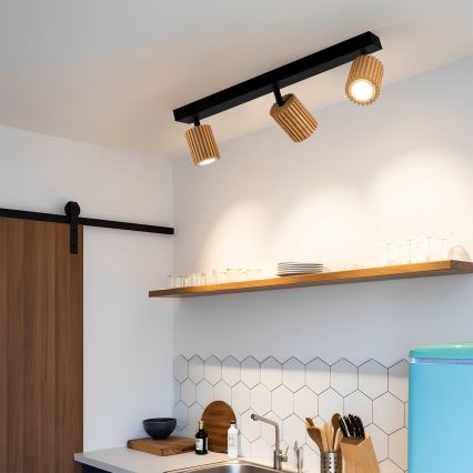 Brilagi - Oprawa punktowa MODERN WOOD 3xGU10/8W/230V drewno/czarny