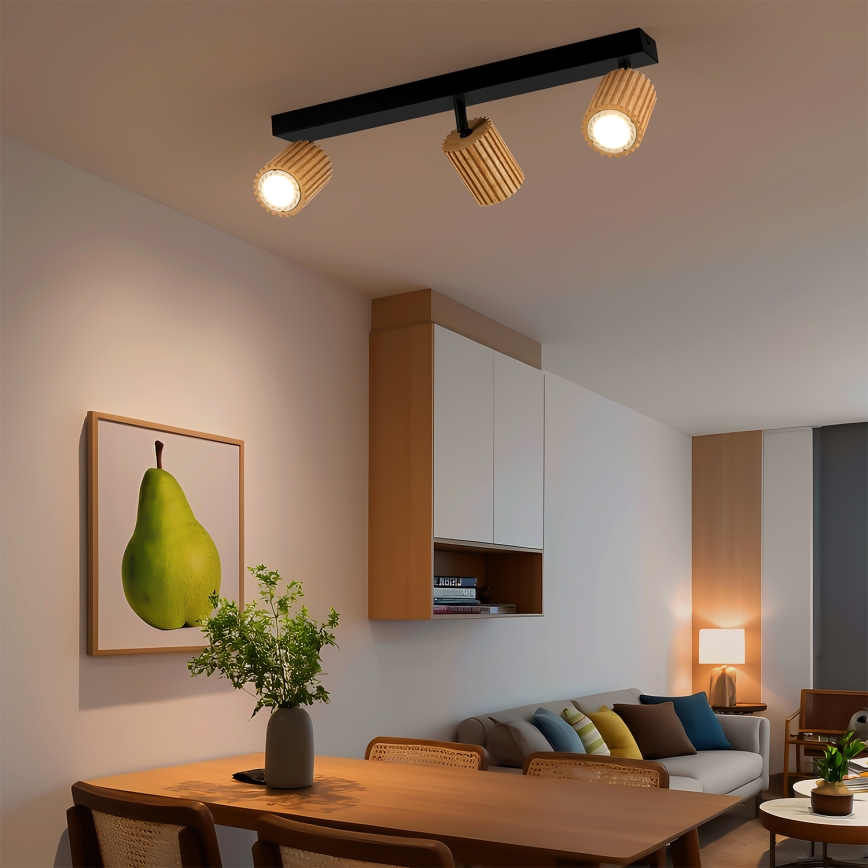Brilagi - Oprawa punktowa MODERN WOOD 3xGU10/8W/230V drewno/czarny