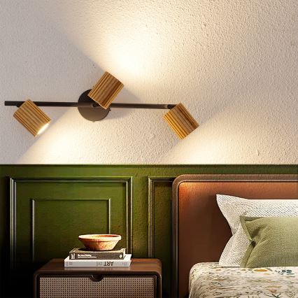 Brilagi - Oprawa punktowa MODERN WOOD 3xGU10/8W/230V drewno kauczukowe/czarny