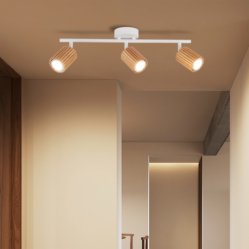Brilagi - Oprawa punktowa MODERN WOOD 3xGU10/8W/230V kauczukowiec/biały