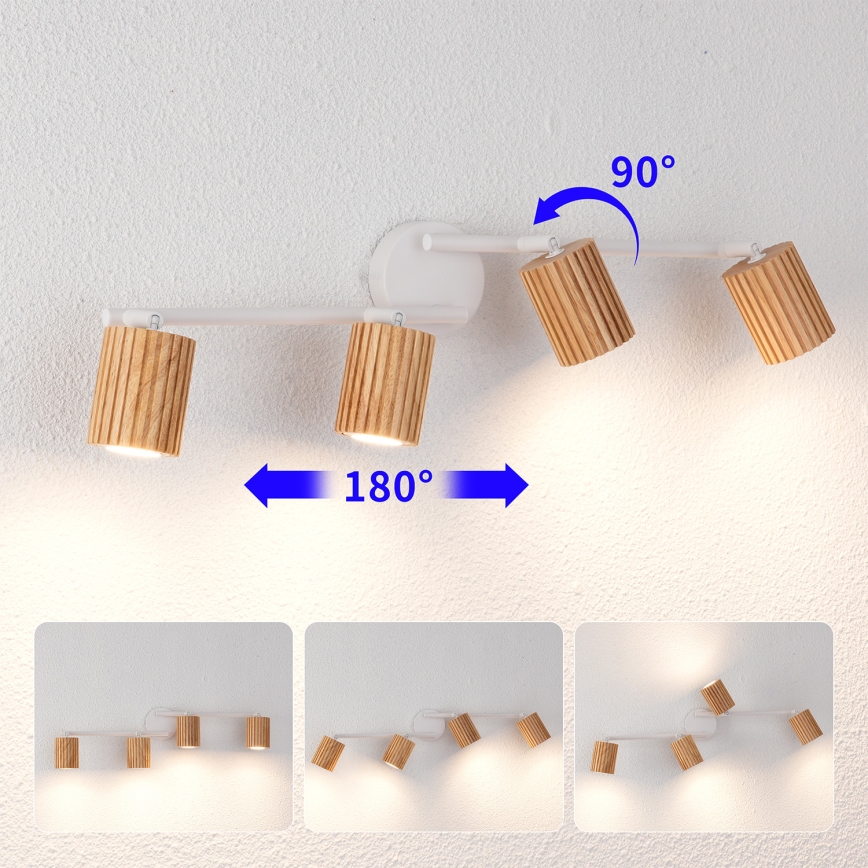 Brilagi - Oprawa punktowa MODERN WOOD 4xGU10/8W/230V drewno/biała