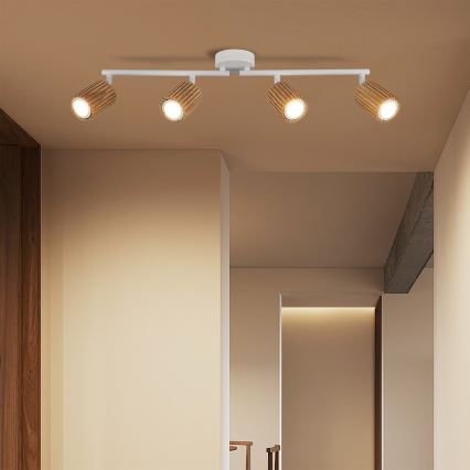 Brilagi - Oprawa punktowa MODERN WOOD 4xGU10/8W/230V drewno/biała