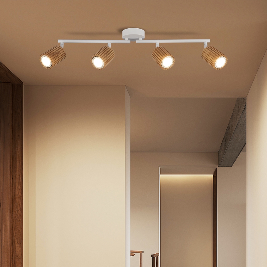 Brilagi - Oprawa punktowa MODERN WOOD 4xGU10/8W/230V drewno/biała