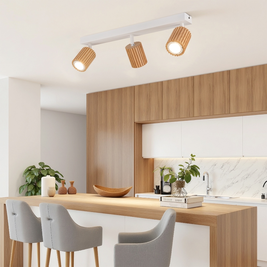 Brilagi - Oprawa punktowa MODERN WOOD 4xGU10/8W/230V drewno/biała