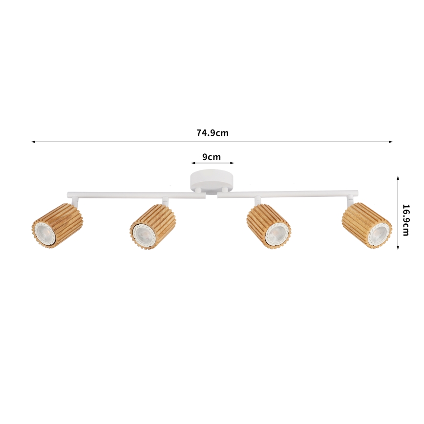 Brilagi - Oprawa punktowa MODERN WOOD 4xGU10/8W/230V drewno/biała