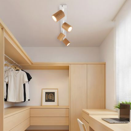 Brilagi - Oprawa punktowa MODERN WOOD 4xGU10/8W/230V drewno/biała