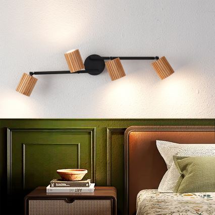 Brilagi - Oprawa punktowa MODERN WOOD 4xGU10/8W/230V drewno/czarny
