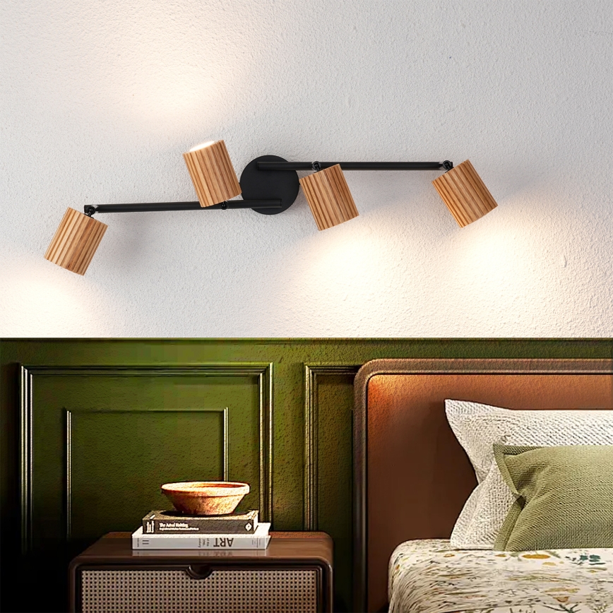 Brilagi - Oprawa punktowa MODERN WOOD 4xGU10/8W/230V kauczukowiec/czarny