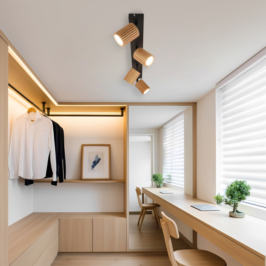 Brilagi - Oprawa punktowa MODERN WOOD 4xGU10/8W/230V kauczukowiec/czarny