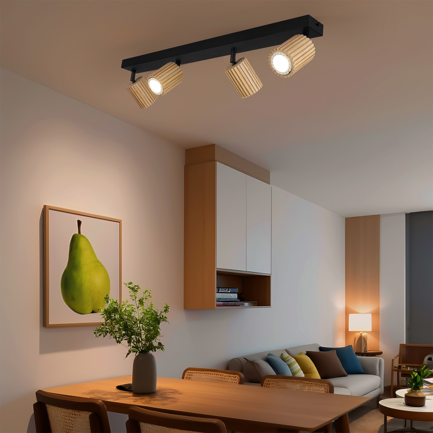 Brilagi - Oprawa punktowa MODERN WOOD 4xGU10/8W/230V kauczukowiec/czarny