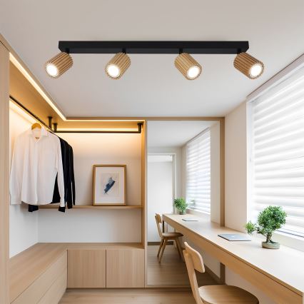 Brilagi - Oprawa punktowa MODERN WOOD 4xGU10/8W/230V kauczukowiec/czarny