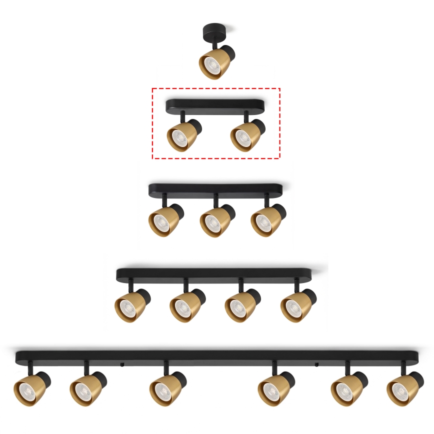 Brilagi - Oprawa punktowa NUGGET 2xGU10/30W/230V czarna/złota