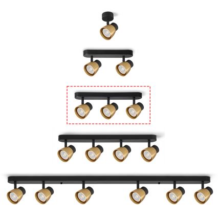 Brilagi - Oprawa punktowa NUGGET 3xGU10/30W/230V czarna/złota