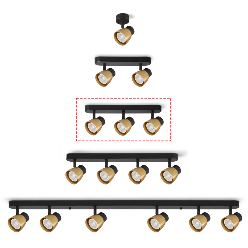 Brilagi - Oprawa punktowa NUGGET 3xGU10/30W/230V czarna/złota