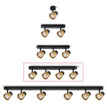 Brilagi - Oprawa punktowa NUGGET 4xGU10/30W/230V czarno-złota