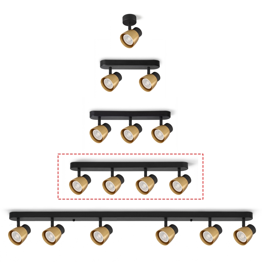 Brilagi - Oprawa punktowa NUGGET 4xGU10/30W/230V czarno-złota