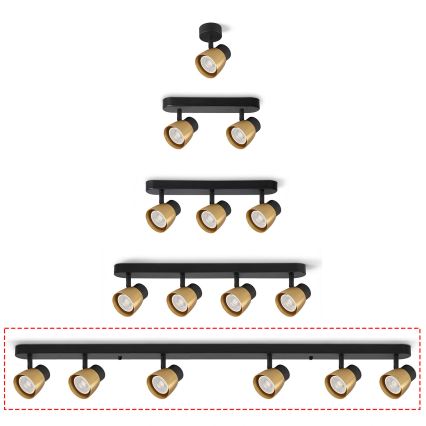 Brilagi - Oprawa punktowa NUGGET 6xGU10/30W/230V czarna/złota
