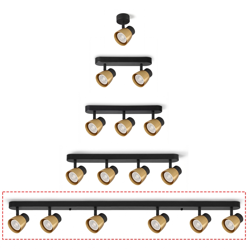 Brilagi - Oprawa punktowa NUGGET 6xGU10/30W/230V czarna/złota