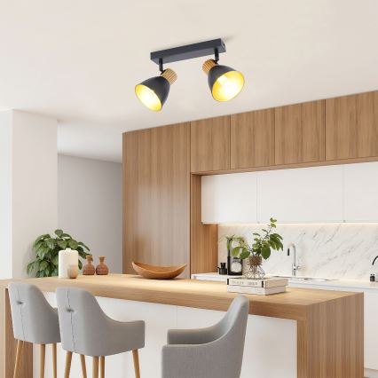 Brilagi - Oprawa punktowa ODENSE 2xE14/10W/230V drewno kauczukowe/czarny