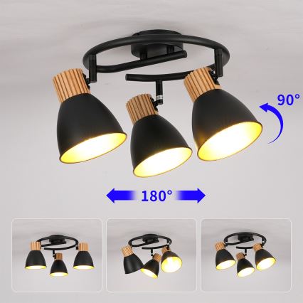 Brilagi - Oprawa punktowa ODENSE 3xE14/10W/230V drewno/czarny