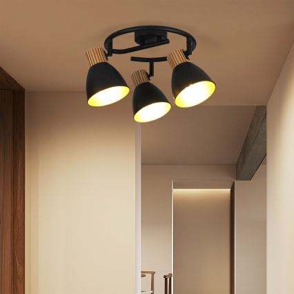 Brilagi - Oprawa punktowa ODENSE 3xE14/10W/230V drewno/czarny