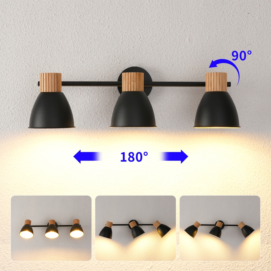 Brilagi - Oprawa punktowa ODENSE 3xE14/10W/230V drewno/czarny