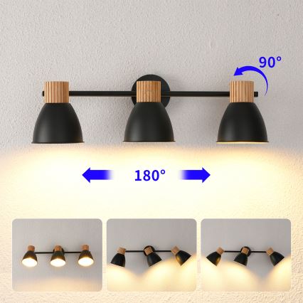 Brilagi - Oprawa punktowa ODENSE 3xE14/10W/230V drewno kauczukowe/czarny