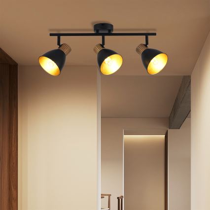 Brilagi - Oprawa punktowa ODENSE 3xE14/10W/230V drewno kauczukowe/czarny