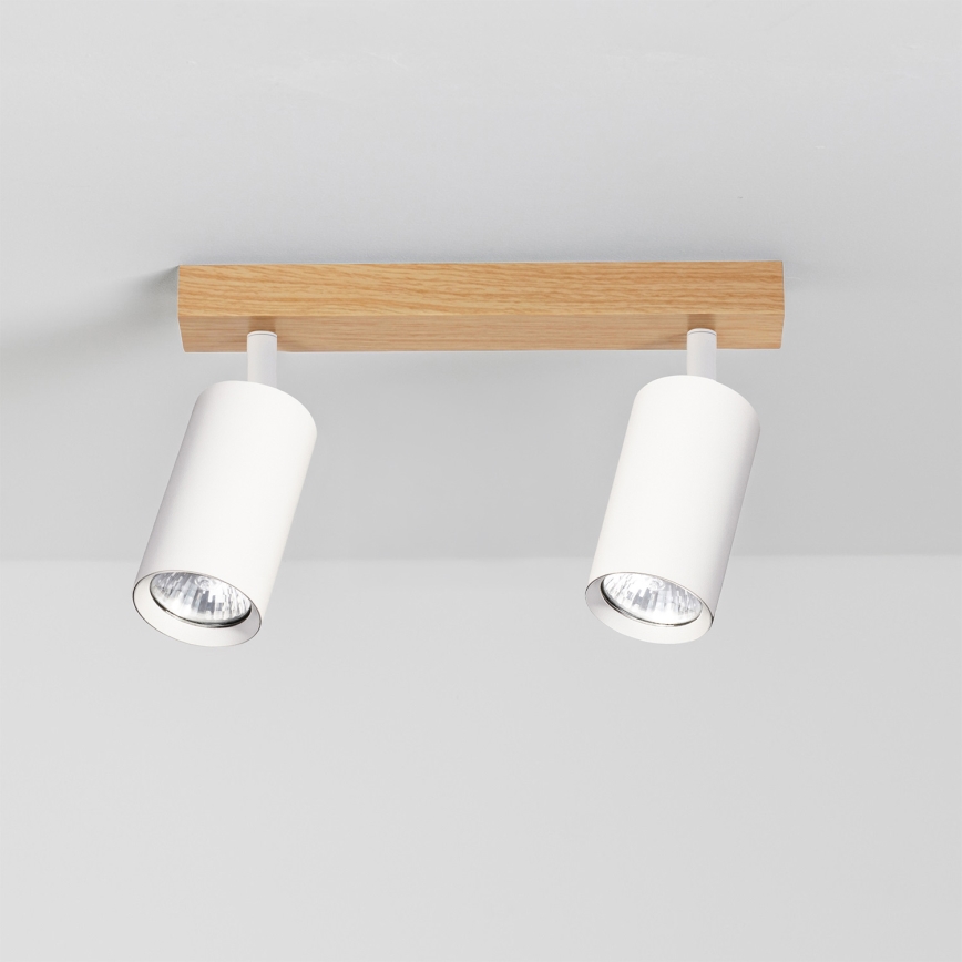 Brilagi - Oprawa punktowa SELE 2xGU10/30W/230V biała/dekor dębu