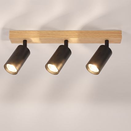 Brilagi - Oprawa punktowa SELE 3xGU10/30W/230V czarna/dekor dębu
